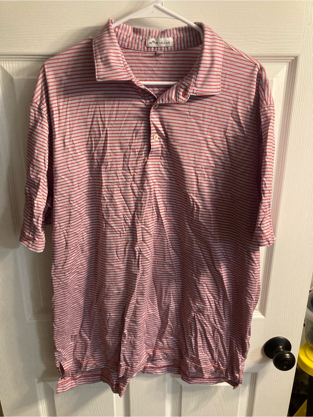 Peter Millar Pink & White Striped Polo Shirt
